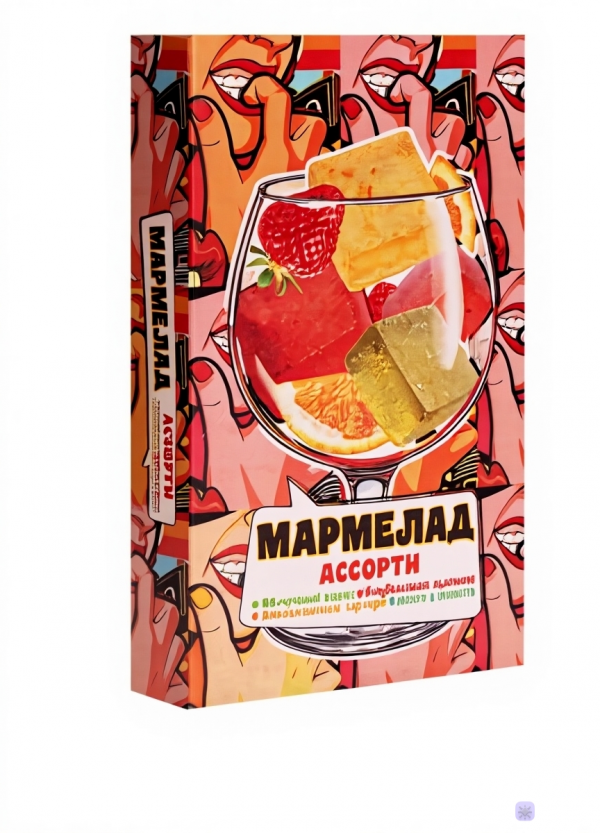№2 Мармелад АлкоАссорти(яблочный виски, клубничный просекко, апельсиновый вермут, лайм текила) 110г в Батайске