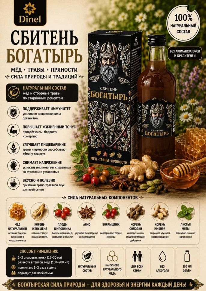  Сбитень Богатырь, 250мл  в Батайске